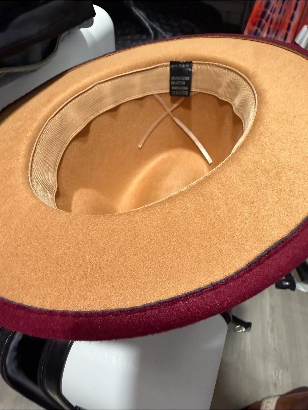 Women’s Wide-Brim Fedora Hat - Burgundy